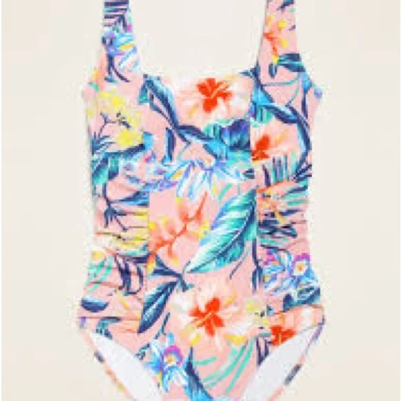 Old Navy Square Neck Pink and Yellow Floral One Piece Swimsuit - Picture 10 of 10